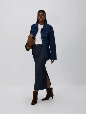 Reserved - Jeansowa spódnica midi - granatowy