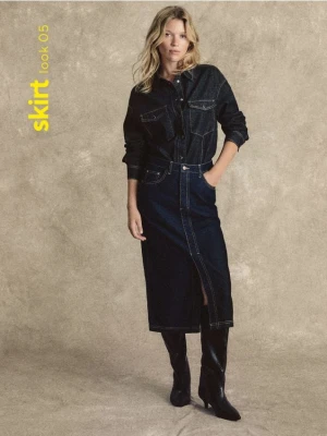 Reserved - Jeansowa spódnica midi - granatowy