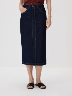Reserved - Jeansowa spódnica midi - granatowy
