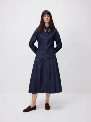 Reserved - Jeansowa spódnica midi - granatowy