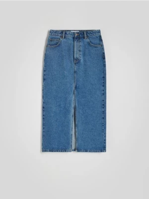 Reserved - Jeansowa spódnica midi - niebieski