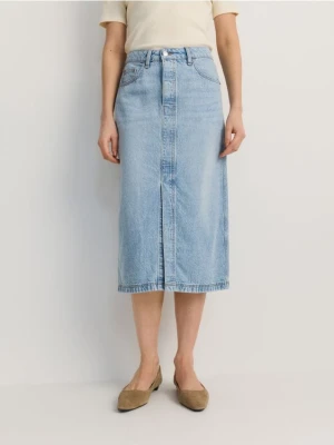 Reserved - Jeansowa spódnica midi - niebieski