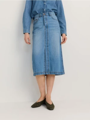 Reserved - Jeansowa spódnica midi - niebieski
