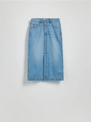 Reserved - Jeansowa spódnica midi - niebieski