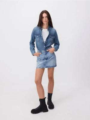 Reserved - Jeansowa spódnica mini - niebieski