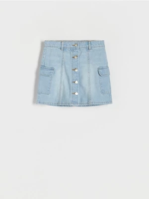 Reserved - Jeansowa spódnica z kieszeniami cargo - niebieski