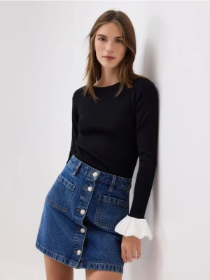 Reserved - Jeansowa spódnica z ozdobnymi guzikami - niebieski