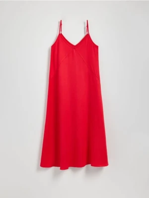 Reserved - Jeansowa sukienka maxi - czerwony