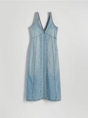 Reserved - Jeansowa sukienka midi - niebieski