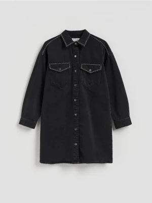 Reserved - Jeansowa sukienka mini - czarny