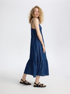 Reserved - Jeansowa sukienka z lyocellu - granatowy