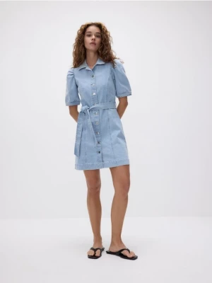 Reserved - Jeansowa sukienka z wiązaniem - niebieski