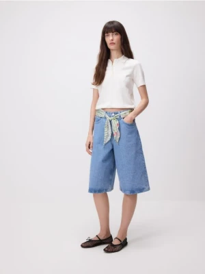 Reserved - Jeansowe bermudy z bandaną - niebieski