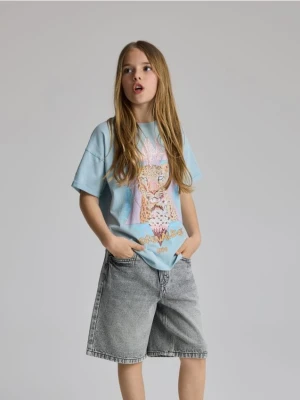 Reserved - Jeansowe szorty bermudy - jasnoszary