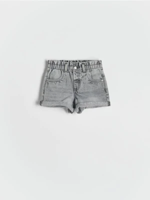 Reserved - Jeansowe szorty paperbag - jasnoszary