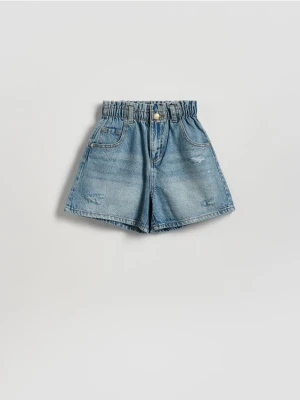 Reserved - Jeansowe szorty paperbag - niebieski