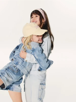 Reserved - Jeansowe szorty paperbag - niebieski