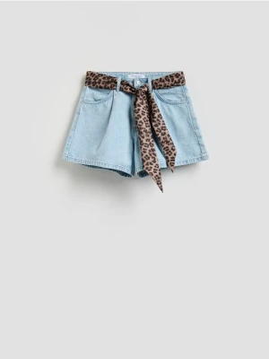 Reserved - Jeansowe szorty z apaszką - niebieski