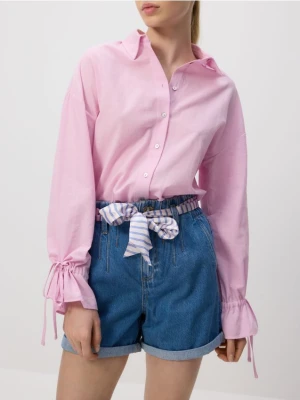 Reserved - Jeansowe szorty z bandaną - niebieski