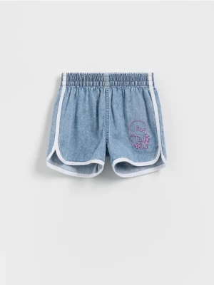 Reserved - Jeansowe szorty z lampasem - niebieski