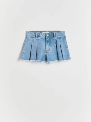 Reserved - Jeansowe szorty z plisami - niebieski
