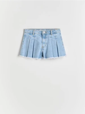 Zdjęcie produktu Reserved - Jeansowe szorty z plisami - niebieski