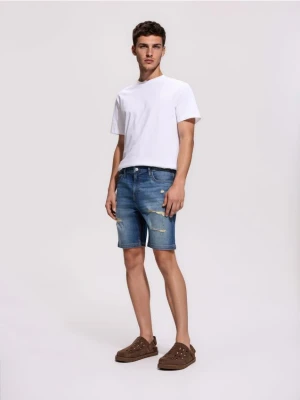 Reserved - Jeansowe szorty z przetarciami - indigo jeans