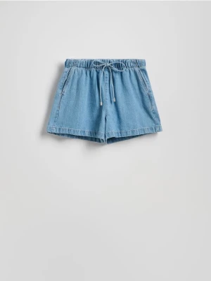 Reserved - Jeansowe szorty z wiązaniem - niebieski