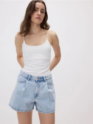 Reserved - Jeansowe szorty z zakładkami - niebieski