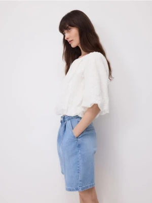 Reserved - Jeansowe szorty z zakładkami - niebieski