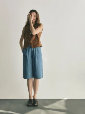 Reserved - Jeansowe szorty z zakładkami - niebieski