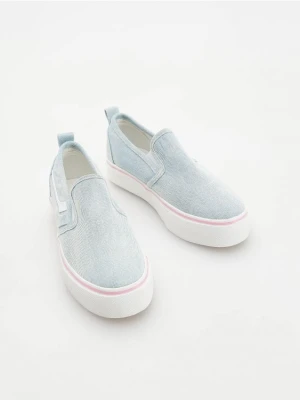 Reserved - Jeansowe trampki slip on - niebieski