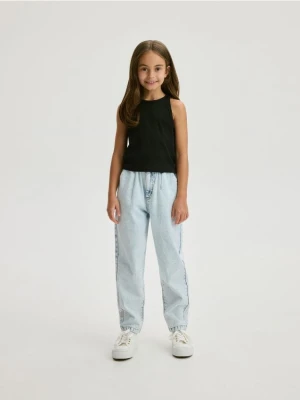 Reserved - Jeansy baggy fit z efektem sprania - niebieski