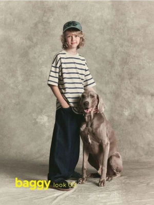 Reserved - Jeansy baggy - granatowy