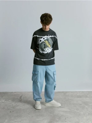 Reserved - Jeansy baggy - niebieski