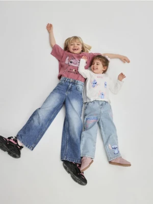 Reserved - Jeansy baggy straight Lilo i Stich - niebieski