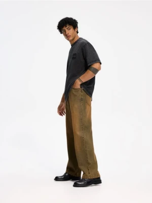 Reserved - Jeansy baggy tapered - pomarańczowy