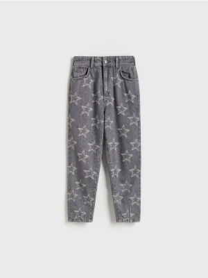 Reserved - Jeansy baggy w gwiazdki - szary