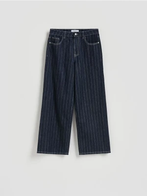 Reserved - Jeansy baggy w prążek - granatowy