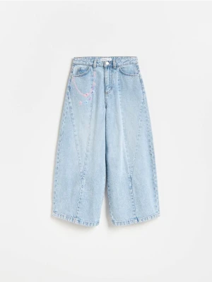 Reserved - Jeansy baggy wide leg - niebieski