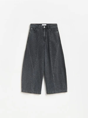 Reserved - Jeansy baggy wide leg w panterke - szary