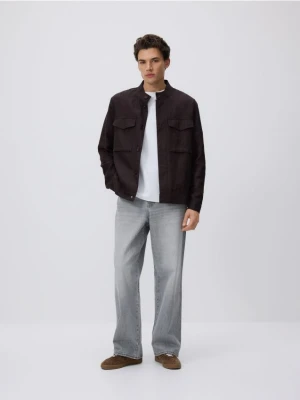 Reserved - Jeansy baggy z efektem sprania - jasnoszary