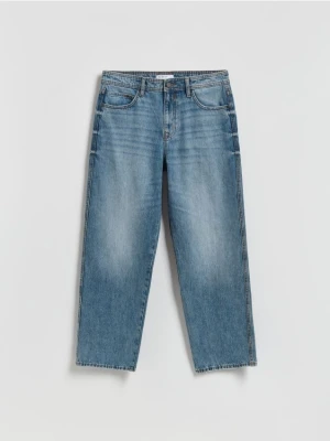 Reserved - Jeansy baggy z efektem sprania - niebieski