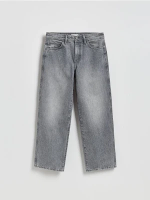 Reserved - Jeansy baggy z efektem sprania - szary