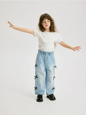 Reserved - Jeansy baggy z kokardkami - niebieski