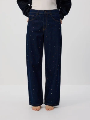 Zdjęcie produktu Reserved - Jeansy baggy z kryształkami - granatowy