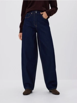 Reserved - Jeansy balloon fit - granatowy