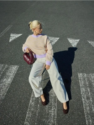 Reserved - Jeansy balloon - kremowy