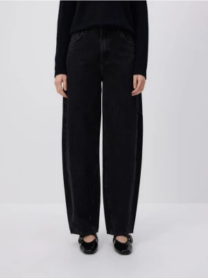 Reserved - Jeansy barrel leg - czarny