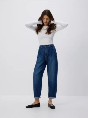 Reserved - Jeansy barrel leg - granatowy